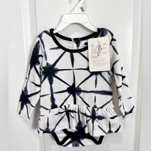 Monica + Andy Navy Patterned Long Sleeve Onesie Skirt